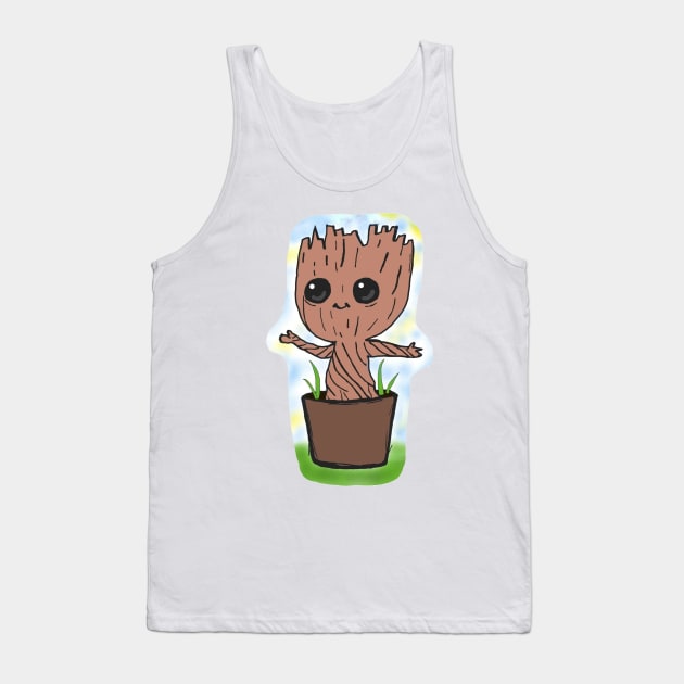 Baby Groot in a Pot Tank Top by lightoptic